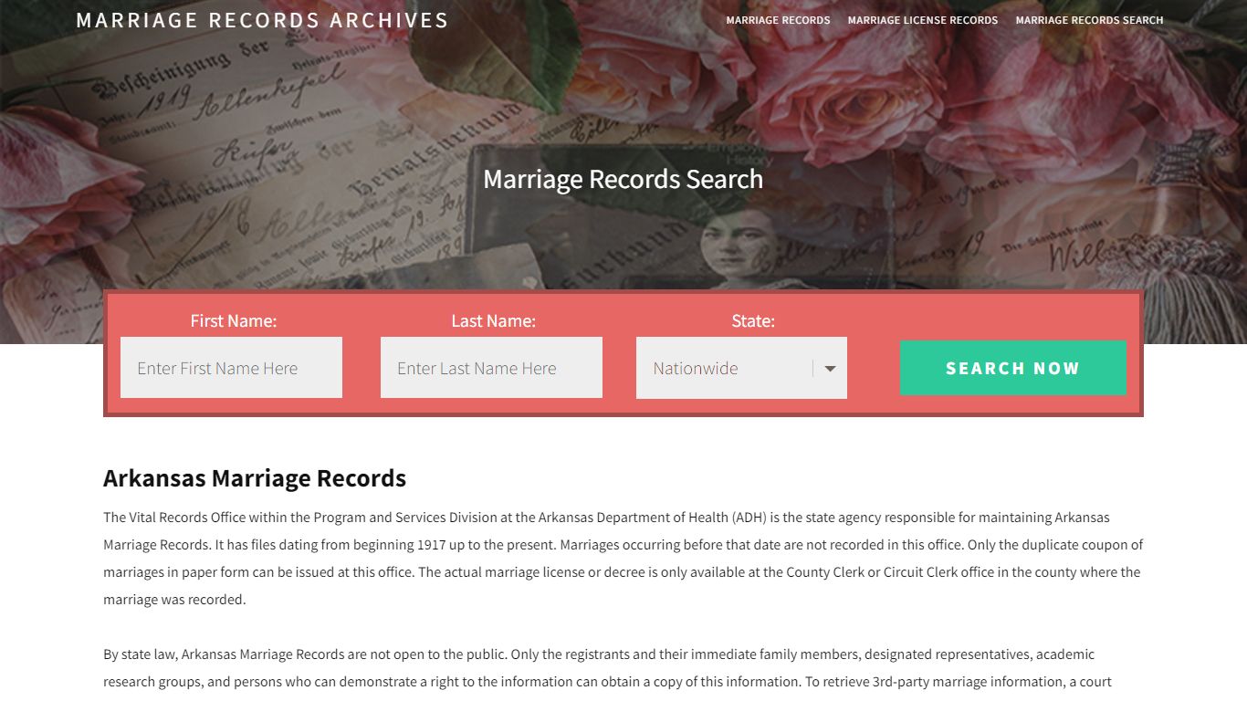Arkansas Marriage Records | Enter Name and Search | 14 Days Free